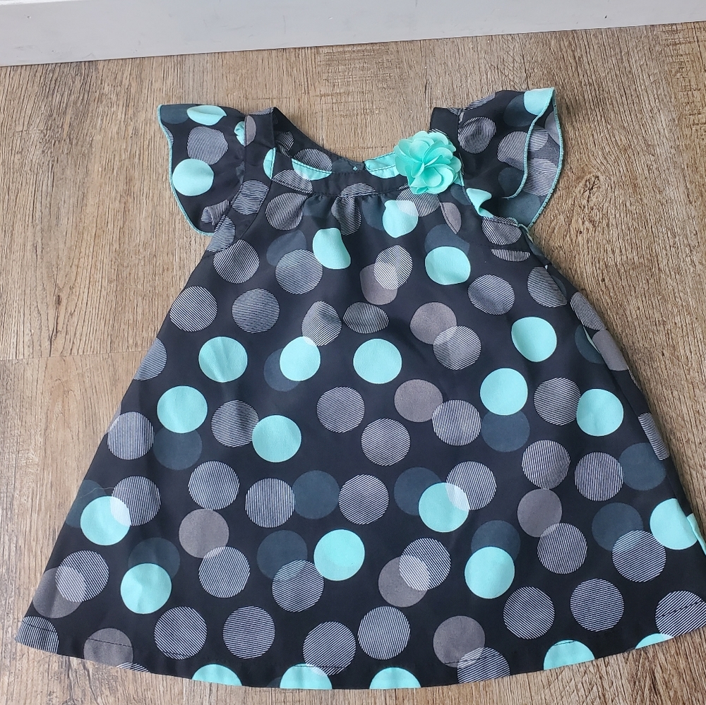 Circo Baby's Black, Teal and Gray Polka Dotted Dress (12 Months)